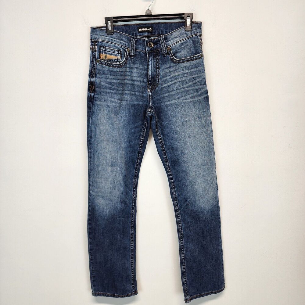 Rank 45 Mens Slim Straight Jeans Size 30x32 Medium Wash Yuma Stretch Modern